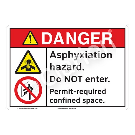 ANSI/ISO Compliant Danger Asphyxiation Safety Signs Indoor/Outdoor Plastic (BJ) 10 X 7